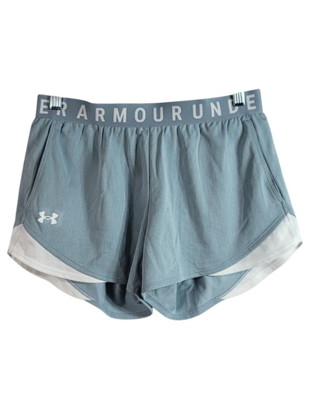 Under Armour Women Play Up Twist 3.0 Shorts Blue Blizzard White Small Pocket